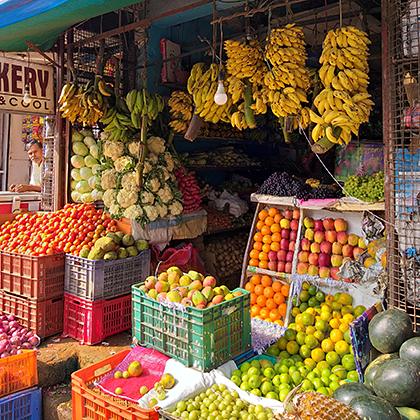 Indian fruit shop.