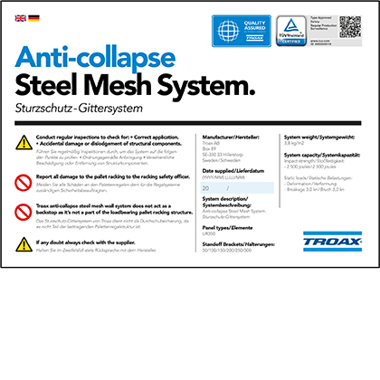 Anti-Collapse Steel mesh System approved and certified by TÜV Rheinland.