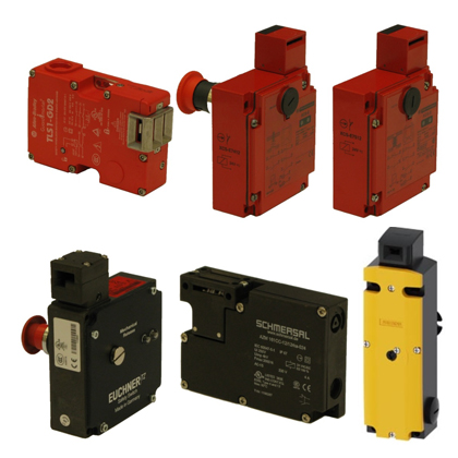 Different types of safety switches that are compatible with Troax locks.