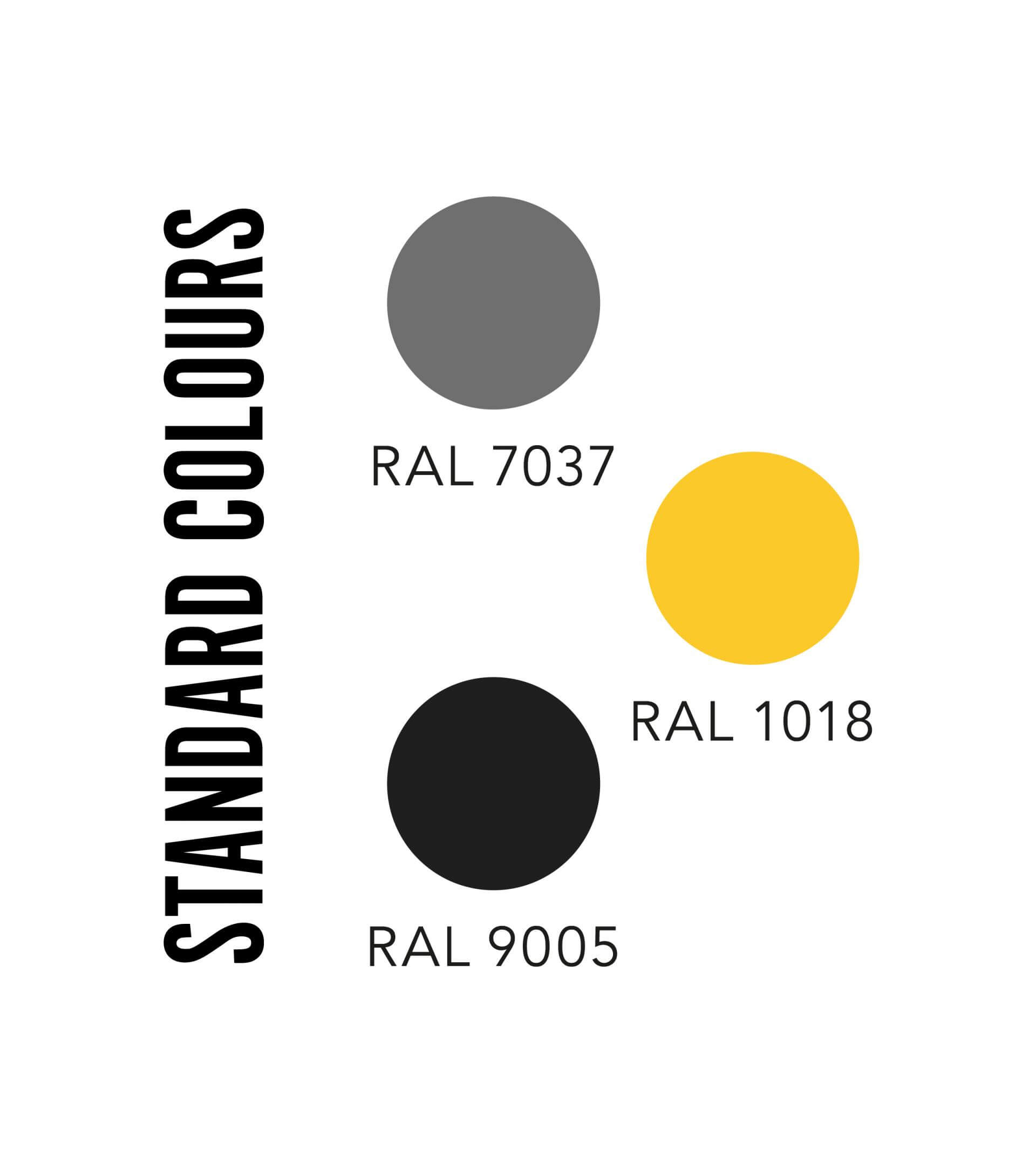 Standards colours; Grey, yellow and black.