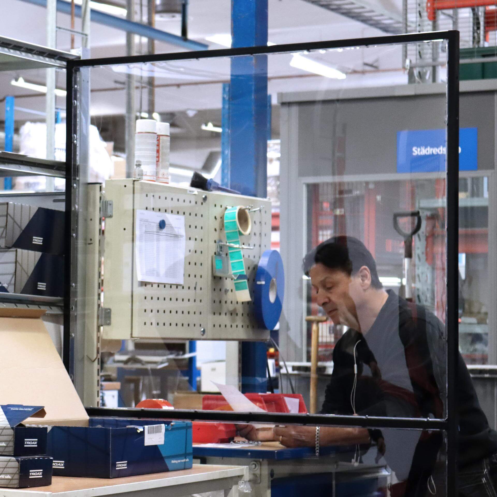 Social distancing guarding at a factory