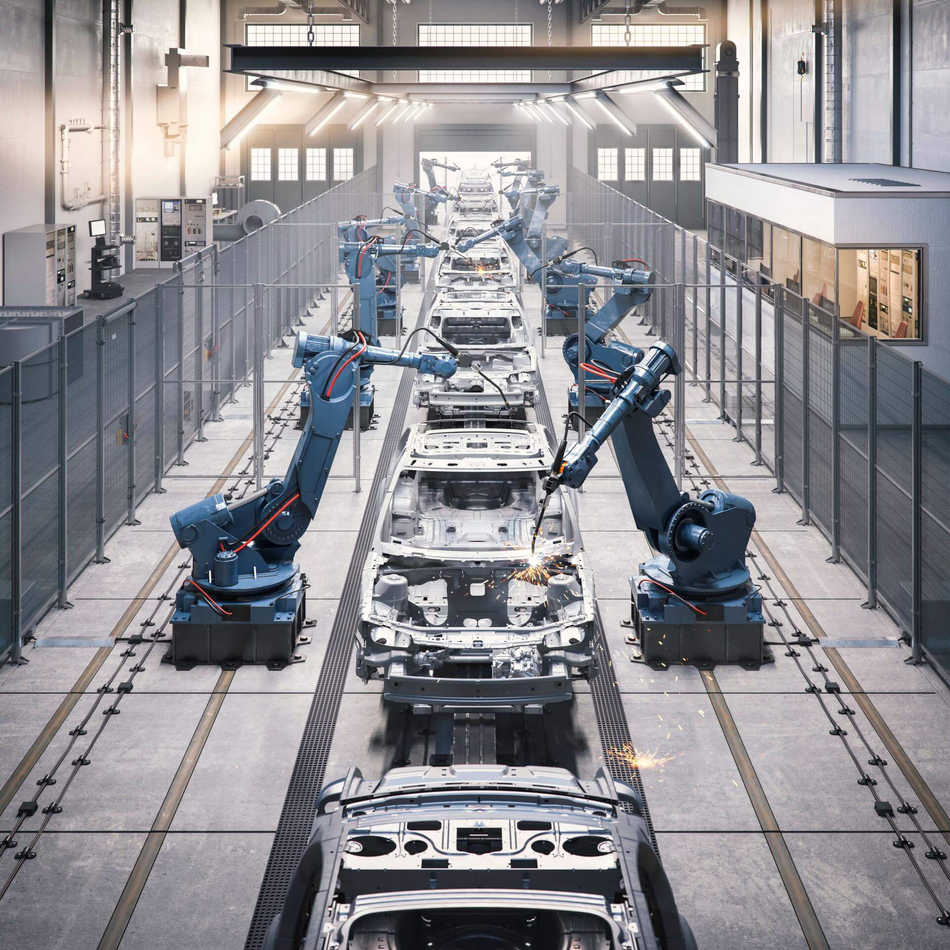 Troax products at an automotive production line.