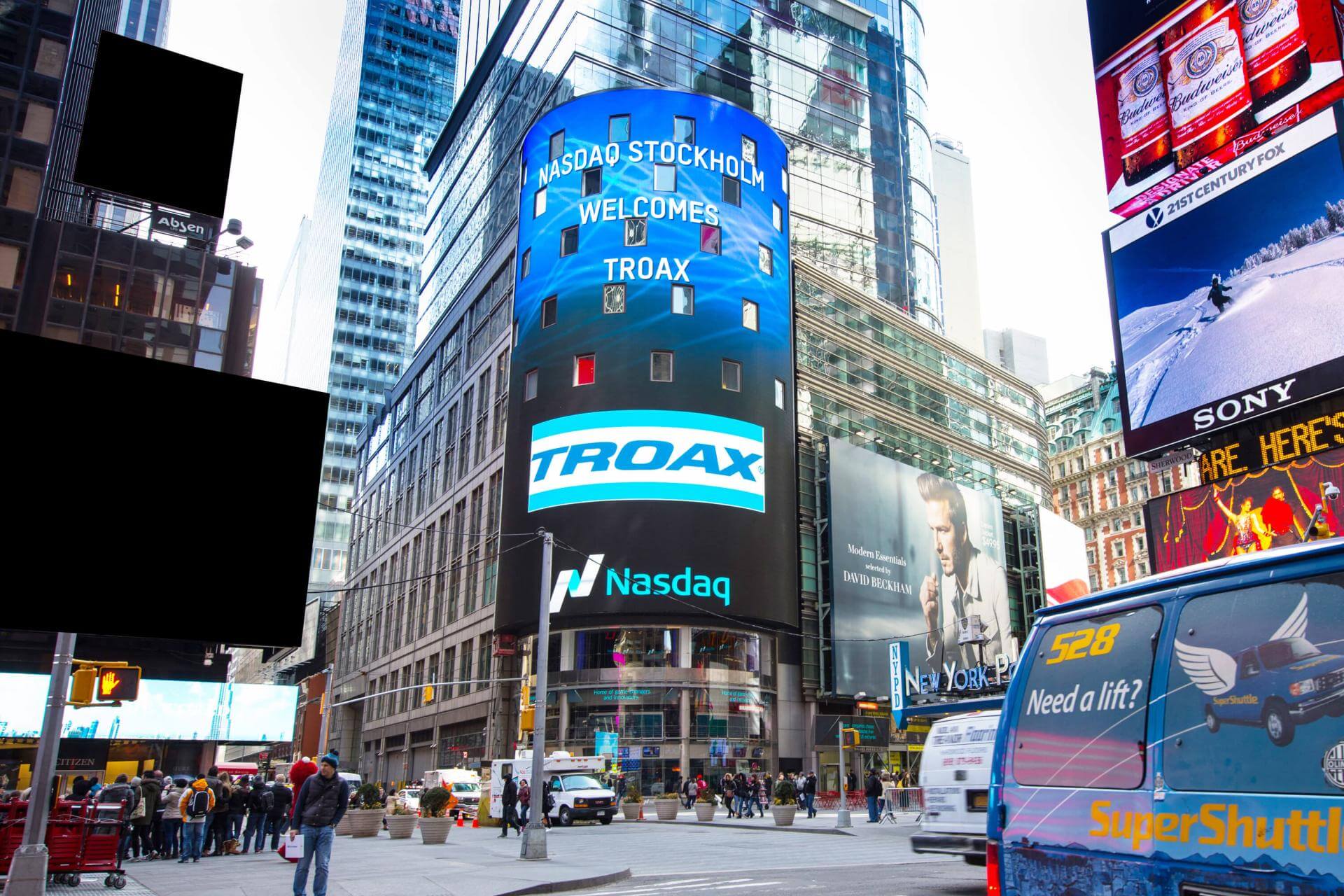 Troax, Nasdaq, Times Square